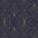 Papeldecor|Papier peint art déco bleu doré|Papier Peint