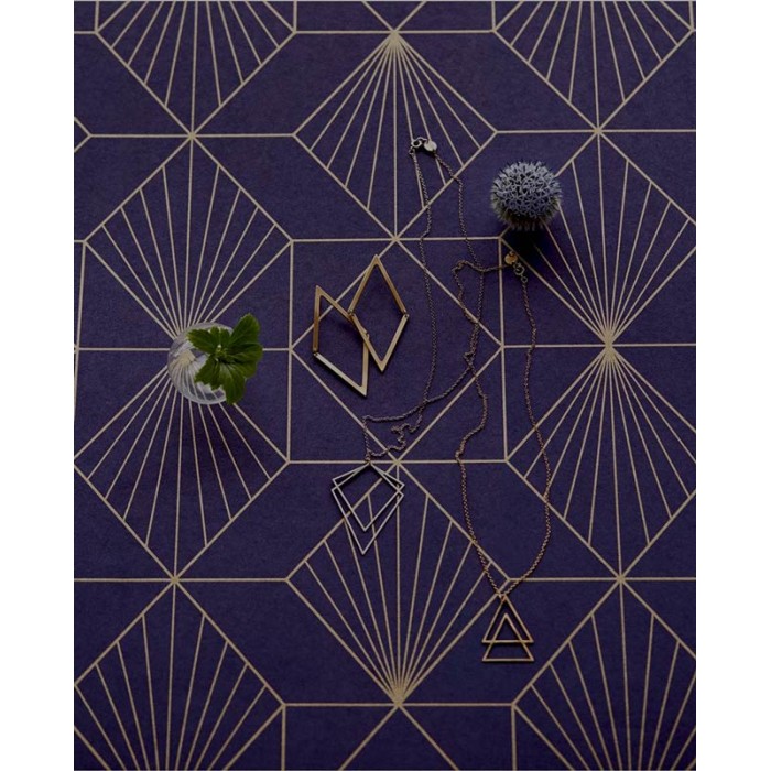 Papeldecor|Vliestapete Art Déco Blau Gold|Tapeten