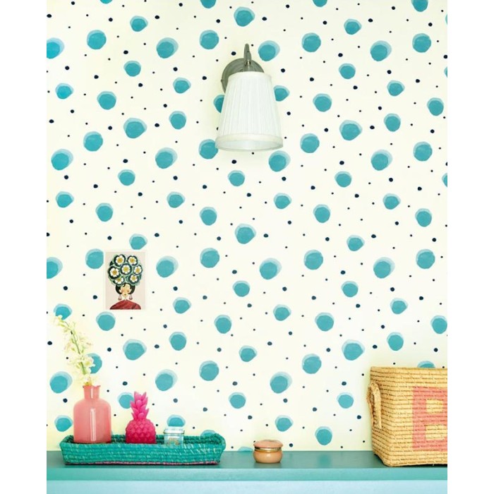 Papeldecor|Papier peint enfants pois bleus|Papier Peint