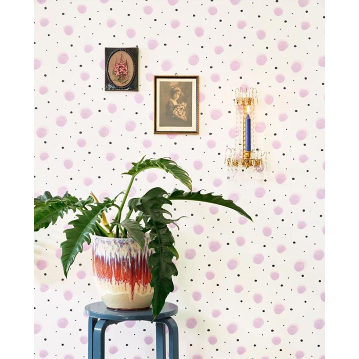 Papeldecor|Papel pintado infantil puntos acuarela lila|Papel Pintado