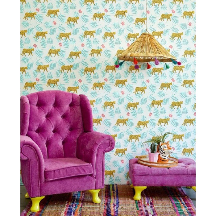 Papeldecor|Kindertapete Leoparden Blumen|Tapeten