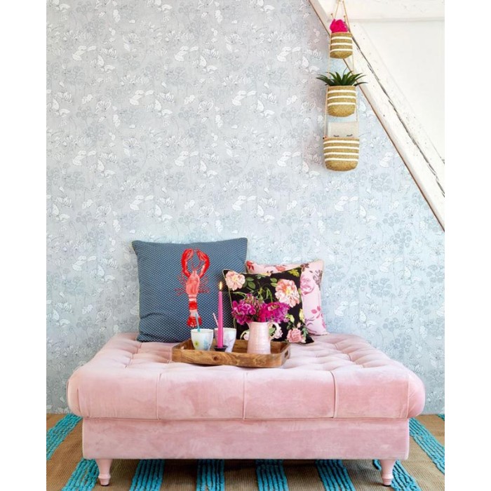 Papeldecor|Papel pintado floral gris plata|Papel Pintado