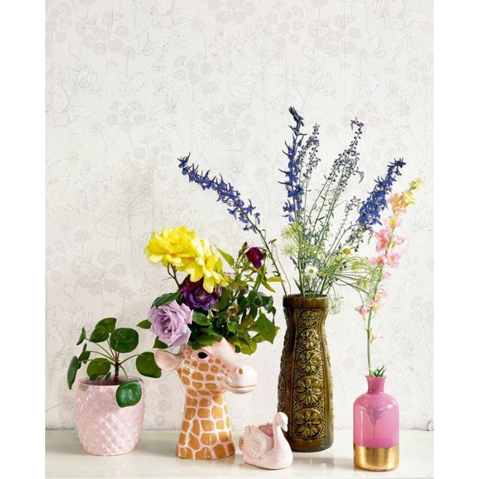 Papeldecor|Papier peint floral romantique blanc|Papier Peint