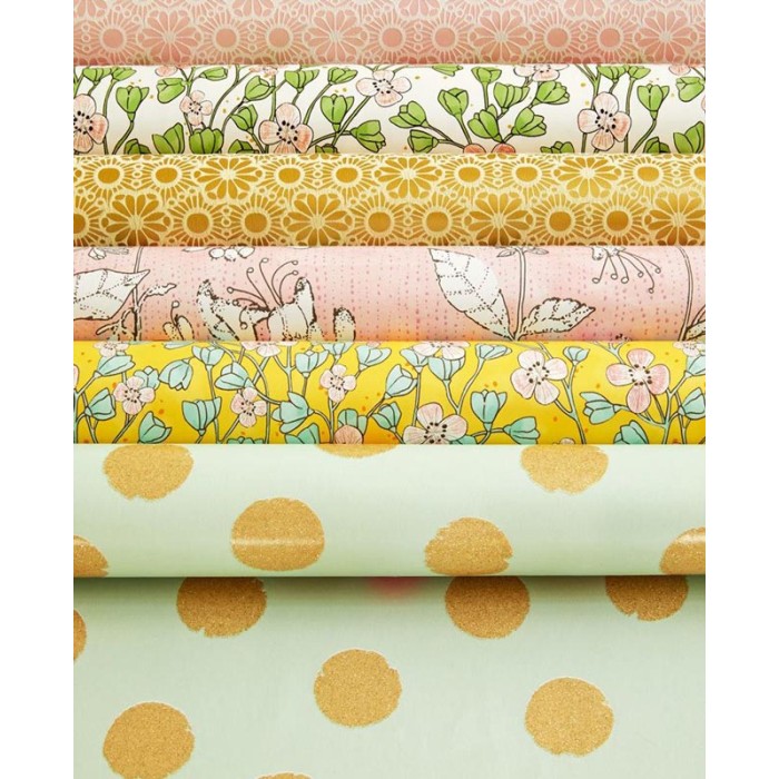 Papeldecor|Papel pintado flores pequeñas amarillo ocre|Papel Pintado