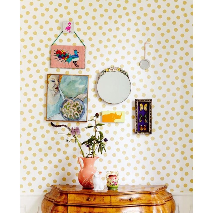 Papeldecor|Tapete Punkte weich gold|Tapeten