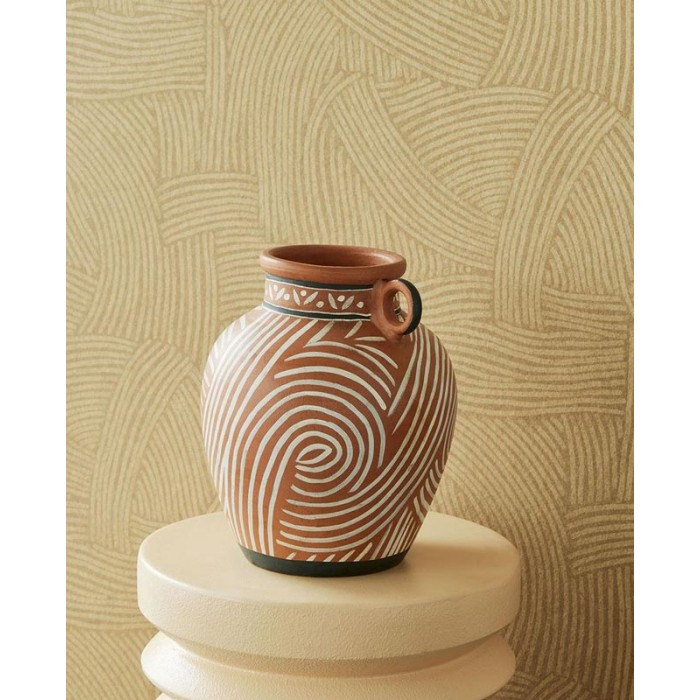 Papel pintado étnico amarillo ocre -  2-5845