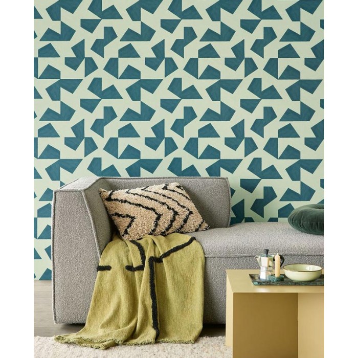 Papel pintado formas geométricas geométrico verde -  2-5857