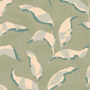 Caselio|Khaki grün Tapete mit Tukane und tropischen Pflanzen|Tapeten