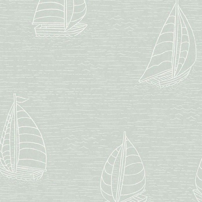 Papeldecor|Papel pintado infantil barquitos verde|Papel Pintado