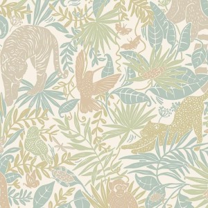 Caselio|Kids wallpaper flock of doves salmon pink|Children's