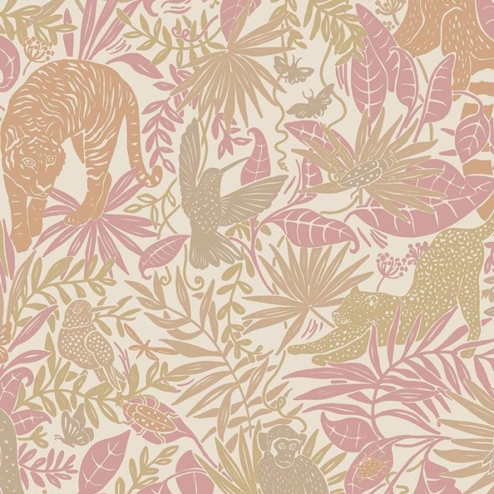 Papel pintado infantil jungla rosa -  2-5872