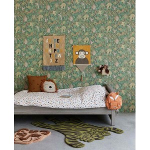 Caselio|Kids wallpaper squirrels, owls and forest animals in mint green|Children's 2