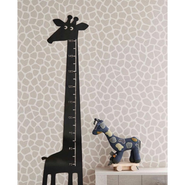 Papeldecor|Papier peint enfants girafe gris/argent|Imitation Peau