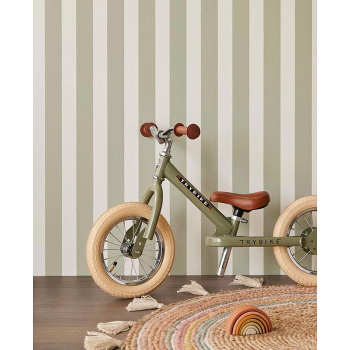 Papeldecor|Papier peint rayures vert mousse et blanc|Papier Peint