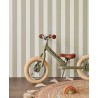 Papeldecor|Moss green and white striped wallpaper|Wallpaper