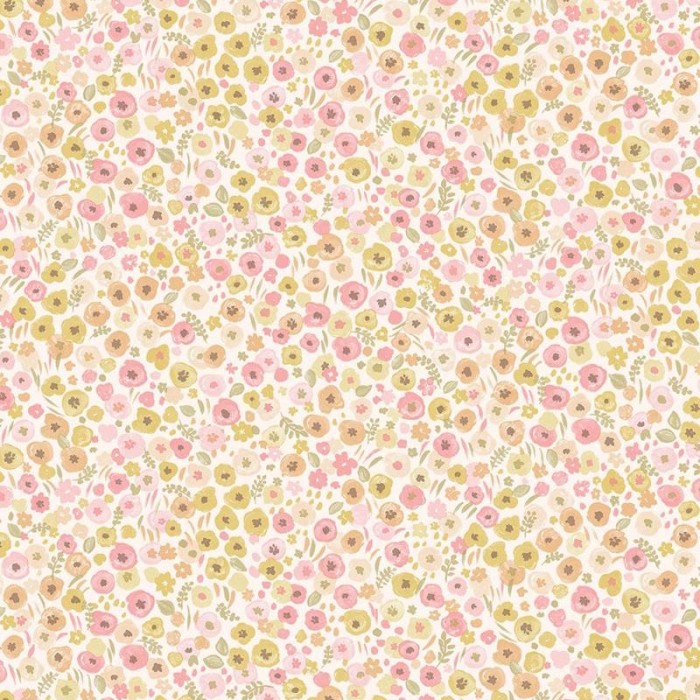Papel pintado infantil florecillas rosa/blanco -  2-5887