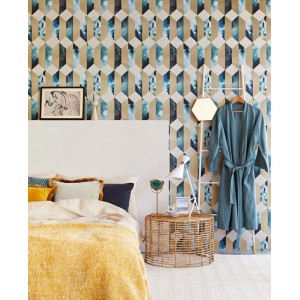 Marburg|3D brown modern wooden block wallpaper|3D Effect 2