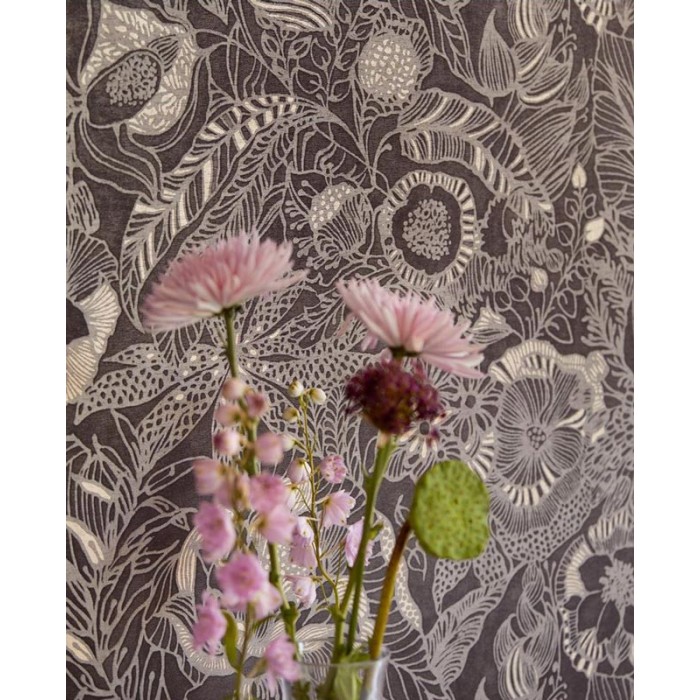 Papeldecor|Papel pintado flores grandes negro marrón|Papel Pintado
