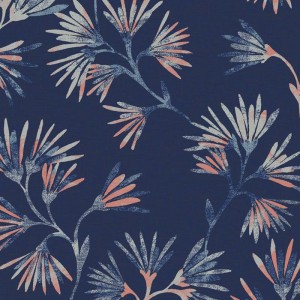 Casadeco|Papier peint floral classique avec feuilles imprimées sur fond noir|Floral