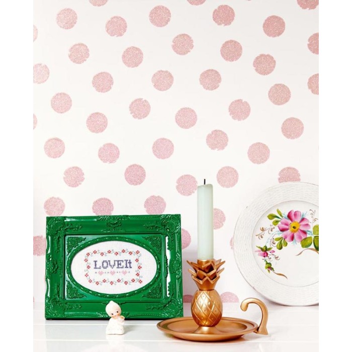 Papeldecor|Children's wallpaper pink polka dots|Wallpaper