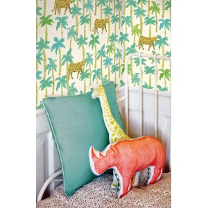 2-5946 - Mural pared infantil palmeras leopardos 2