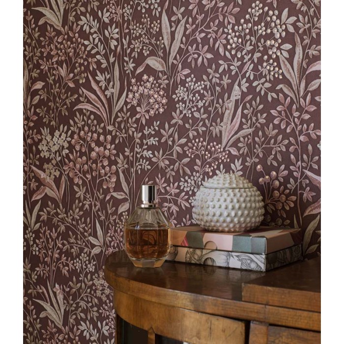 Borastapeter|Tapete gold bordeaux rosa Nocturne floral|Skandinavisch