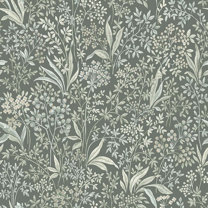 Borastapeter|Papel pintado floral Nocturne verde dorado|Escandinavo