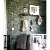 Borastapeter|Papier peint floral Nocturne vert doré|Scandinave
