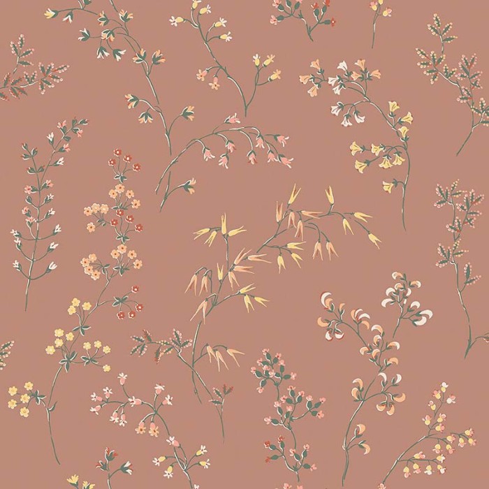 Papel pintado floral pradera nórdico retro rojo multicolor - Borastapeter Vart Arkiv 2003