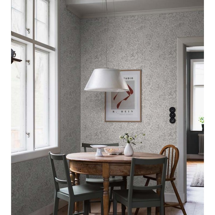Borastapeter|Tapete grau bunt skandinavisch floral|Skandinavisch