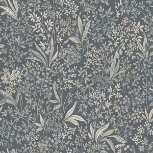 Casadeco|Floral wallpaper with large blue and white leaves|Wallpaper