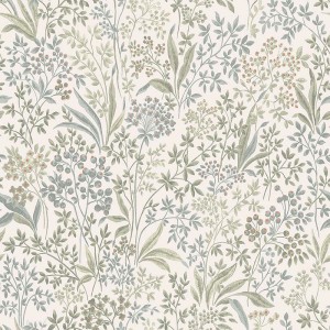 Caselio|Watercolor flowers wallpaper in green tones|Scandinavian