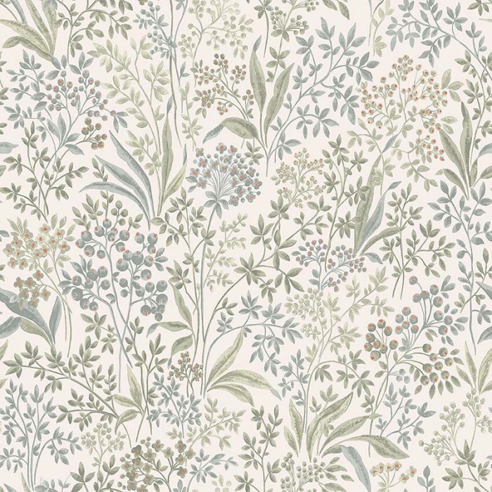 Borastapeter|Papel pintado botánico escandinavo verde y blanco|Escandinavo