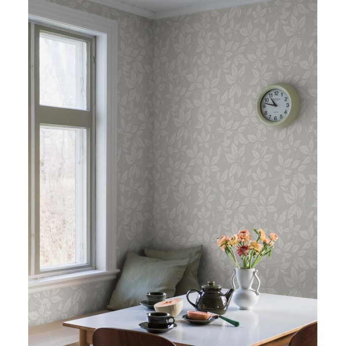 Borastapeter|Papel pintado verde claro vid serpenteante con elegantes hojas y bayas|Papel Pintado