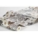 Borastapeter|Papier peint fleurs épanouies blanches brunes et feuilles|Papier Peint