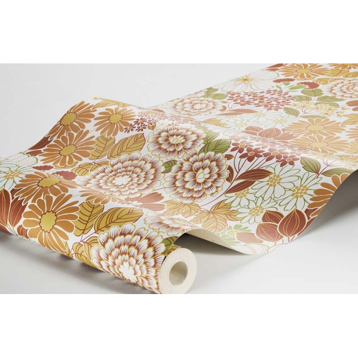 Borastapeter|Papier peint motif de feuilles rouge orange jaune|Jeunesse