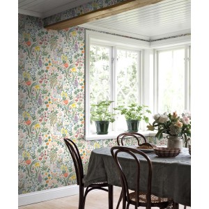 Casadeco|Weiße Aquarell-Blumentapete fürs Wohnzimmer|Blumen 2