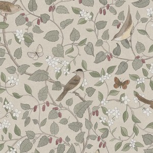 Eijffinger|Beige burlap floral wallpaper|Floral