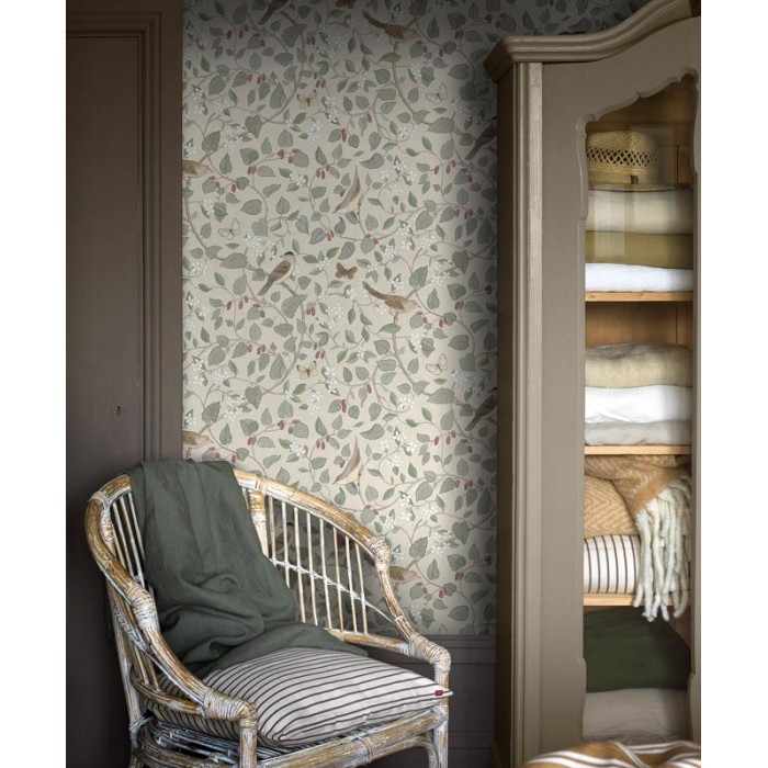 Borastapeter|Wallpaper romantic flowers birds butterflies|High-End