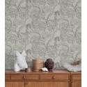 Borastapeter|Wallpaper grey tones botanical and human illustrations|Figurative