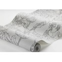 Borastapeter|Wallpaper grey tones botanical and human illustrations|Figurative