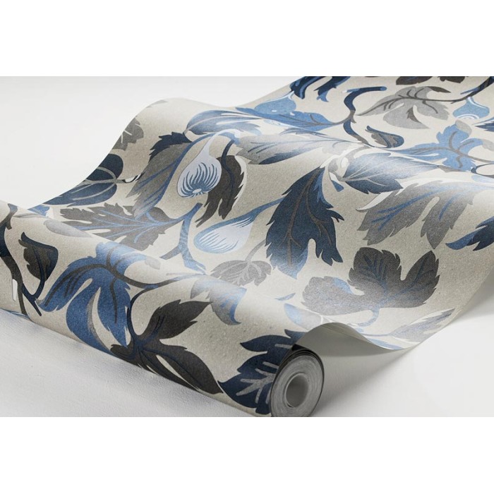 Papel pintado floral con higos tonos azules y grises - Borastapeter Swedish Designers 2062