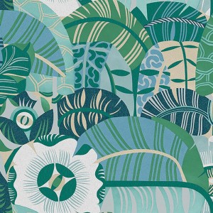 Casadeco|Papier peint élégant feuilles de palmier blanc et beige brillant|Floral