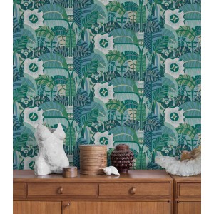 As Creation|Wallpaper flowerss style orange, green|Retro 2