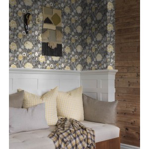 As Creation|Wallpaper black with yellow and turquoise wildflowers|Wallpaper 2