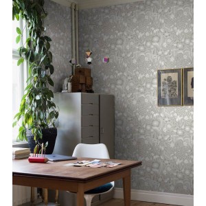 Casamance|Blumentapete überlappend grün-perlmutt|Tapeten 2