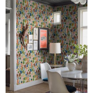 Casadeco|Papier peint automnal avec imprimé de feuilles tons marron|Floral 2