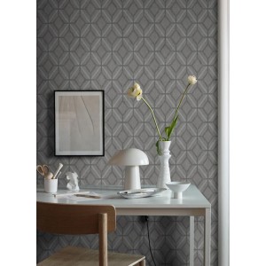 Grandeco|Tropical large-leaf floral gray wallpaper|Wallpaper 2