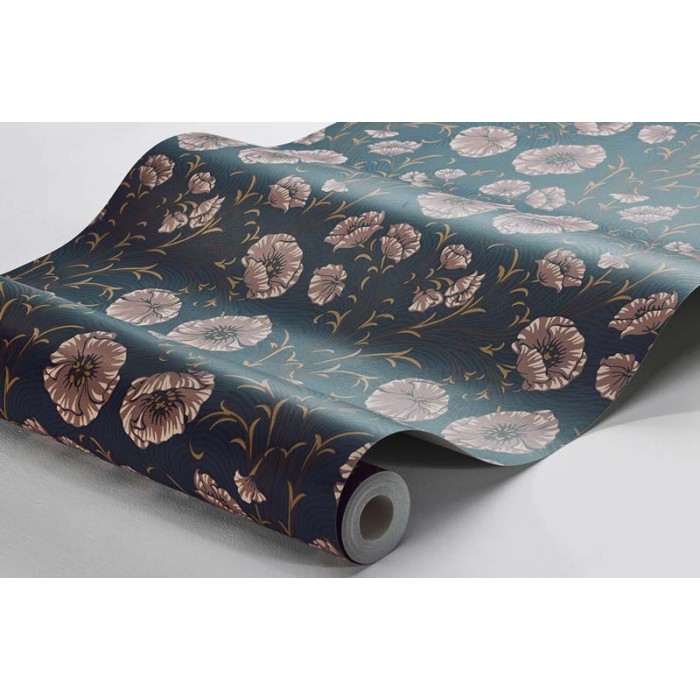 Borastapeter|Papier peint coquelicots style Art Nouveau romantique profond|Papier Peint