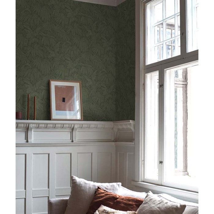 Borastapeter|Papel pintado hojas tropicales con loros estilo sofisticado|Papel Pintado